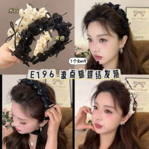 E196 波点蝴蝶结发箍（1个）