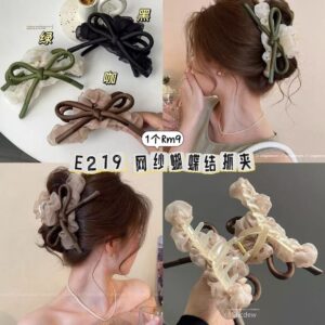 E219 网纱蝴蝶结抓夹 (1个）