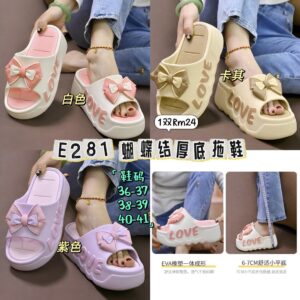 E281 蝴蝶结厚底拖鞋 *紫色