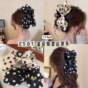 E301 波点蝴蝶结抓夹（1个）