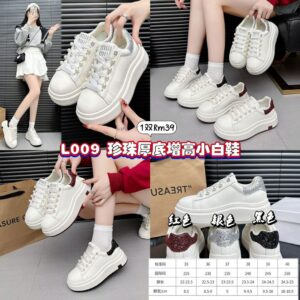 L009 珍珠厚底增高小白鞋 *红色