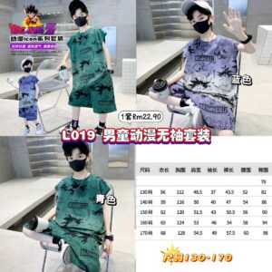 L019 男童动漫无袖套装 *蓝色