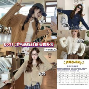 L031 洋气韩版针织毛衣外套 *蓝色