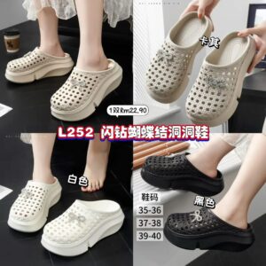 L252 闪钻蝴蝶结洞洞鞋 *白色