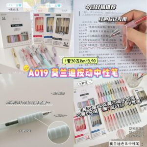 A019 莫兰迪按动中性笔 （1套30支）