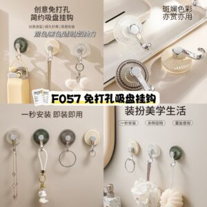 F057 免打孔吸盘挂钩 （3个）