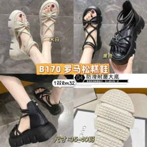 B170 罗马松糕鞋（黑-39码）