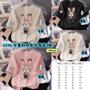 C230 女童刺绣兔子警官T恤