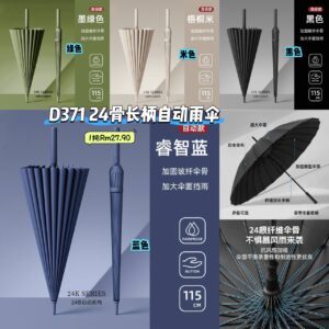 D371 24骨长柄自动雨伞