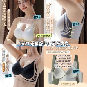 D421 无痕舒适固定杯内衣 (2件同码) *4XL SIZE