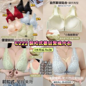E222 前扣式蕾丝聚拢内衣 (2件同码) **40码