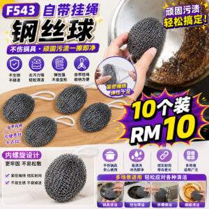 F543 自带挂绳钢丝球 (10个装)