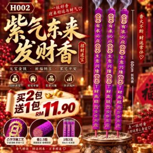 H002 紫气东来发财香 (3包)
